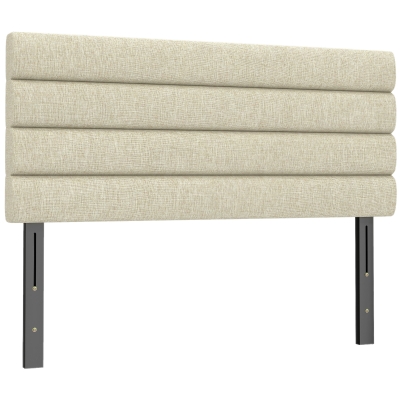 HOMCOM Cabecero de Cama 140 cm Tapizado en Lino Altura Ajustable de 3 Niveles 106/116/126 cm Montado a la Pared Beige
