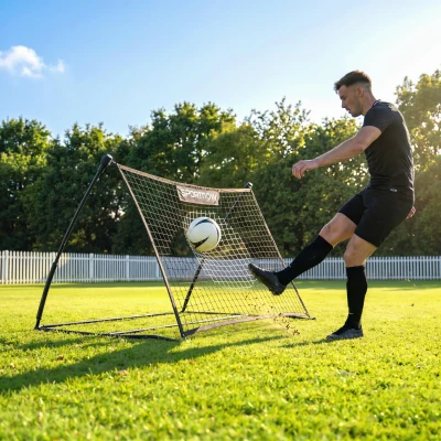 SPORTNOW Football Rebounder Net Portable with Carry Bag Black