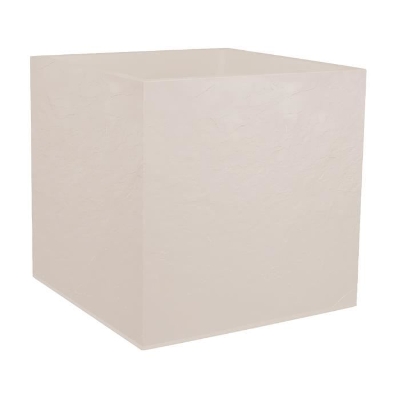 Pot de fleurs Carré 40 cm - EDA - Volcania - 31 L - Intérieur/Extérieur - Décor Pierre - 39,5 x 39,5 x H 43,5 cm - Beige Calcaire