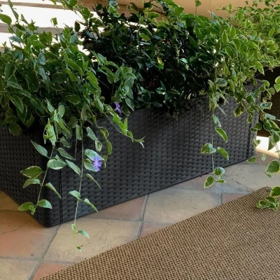 STEFANPLAST Bac a fleurs/Jardiniere rectangulaire NATURAL DELUX - 100x43xH33cm - 90 + 6,5L dans la réserve - Anthracite