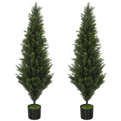 HOMCOM Artificial Cypress Plant Set Weighted Pot 120cm Green