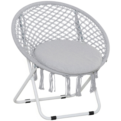 Outsunny Loveuse Jardin Ronde Pliable Gris Coton/Poly
