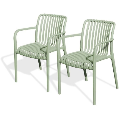 Lot de 2 fauteuils de jardin - CITY GARDEN - Tiago-FT - Empilable - Olive