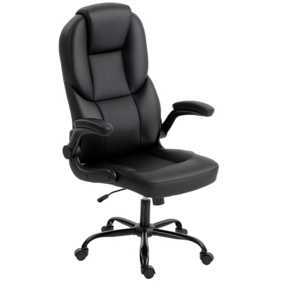 HOMCOM Chaise Bureau Pivotante Dossier Haut Réglable Noir