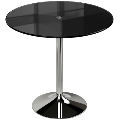 HOMCOM Modern Bar Table Glass Top Steel 80x80cm Black