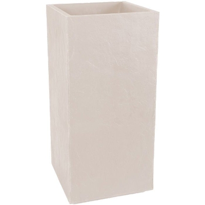 Bac a fleurs Carré Haut 40 cm - EDA - Volcania - 31 L - Intérieur/Extérieur - 39,5 x 39,5 x H 80 cm - Beige Calcaire