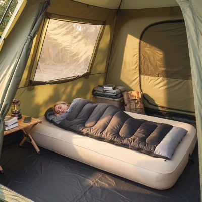 Outsunny Saco de Dormir Adulto Ligero y Compacto para 3 Estaciones Impermeable Portátil Tamaño Pequeño para Acampar Negro