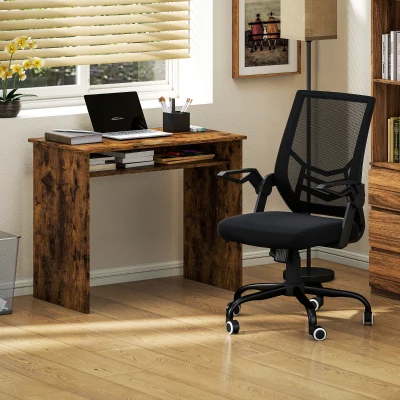 HOMCOM Office Desk Set with Chair, Storage, Brown and Black