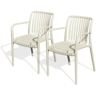Lot de 2 fauteuils de jardin - CITY GARDEN - Tiago-FT - Empilable - Sable