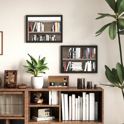 HOMCOM Wall-Mounted Mirror Set 30x40cm Living Room Black