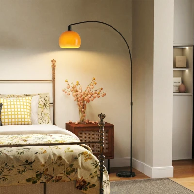 HOMCOM Modern Floor Lamp Shade Foot Switch Black