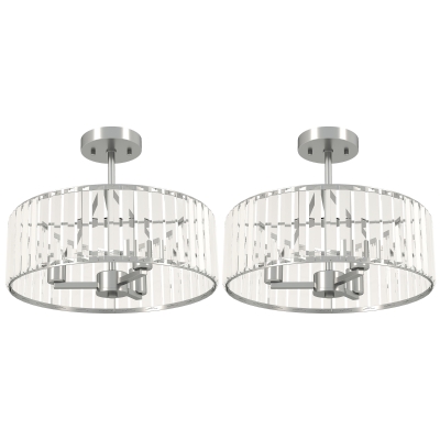 HOMCOM Crystal Chandelier Set, 3-Light E14 Base Silver