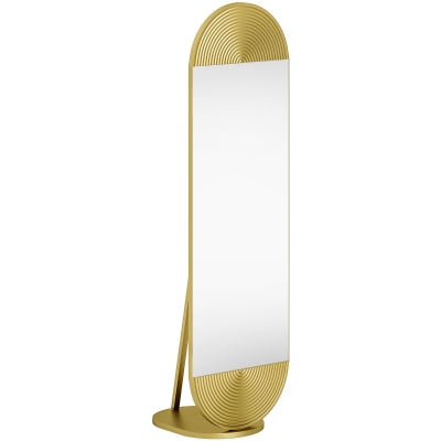 HOMCOM Full-Length Wavy Mirror Metal Frame 50x161cm Gold