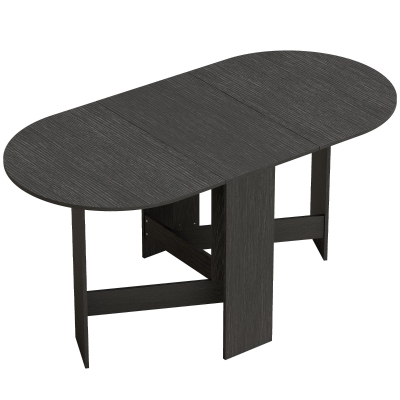 HOMCOM Mesa de Cocina Plegable con Alas Abatibles Mesa de Cocina Plegable de Forma Ovalada Estilo Moderno 163x80x75 cm Negro