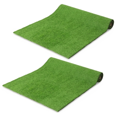 Outsunny Artificial Grass Pet Turf with Drain Holes Green 1x4m
