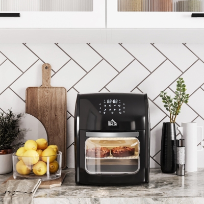 HOMCOM 1800W 8 in 1 Multifunctional Digital Air Fryer Oven with Roast, Broil, Bake, Dehydrate, Air Fry, 8 Presets, Rapid Air Circulation and 60-Minute Timer, 12L, Black