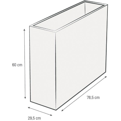 Jardiniere Muret Loft L - EDA - Volcania - 46 L - Intérieur/Extérieur - Décor Pierre - 78,5 x 29,5 x H 60 cm - Beige Calcaire