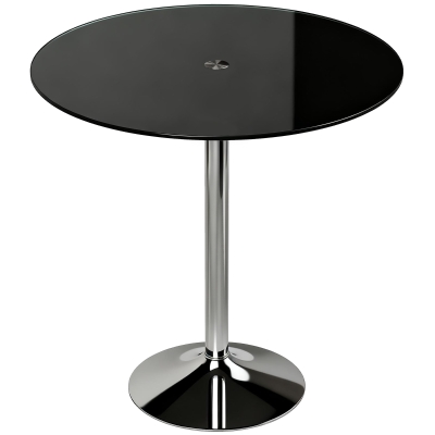 HOMCOM Bar Table Modern Glass Steel 70x70x75.5cm Black