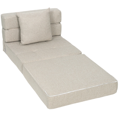 HOMCOM Chauffeuse Convertible 1 Place Tissu Beige avec Coussin