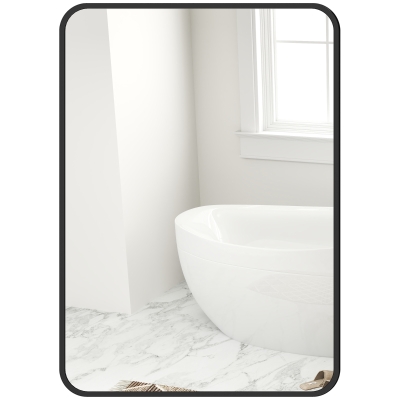 HOMCOM Miroir Salle de Bain Métal Noir 50x70 cm avec Crochet