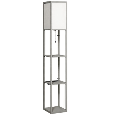 HOMCOM Floor Lamp with 3 Shelves Modern Living Room Grey
