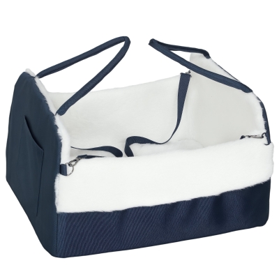 PawHut Siège Auto Chien 55x46x32cm Bleu Marine avec Ceinture