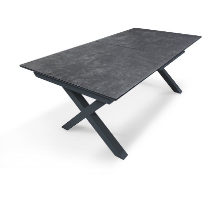 Table de jardin - Gris anthracite - Aluminium / céramique sur verre - 180/240 x 100 cm - Floride