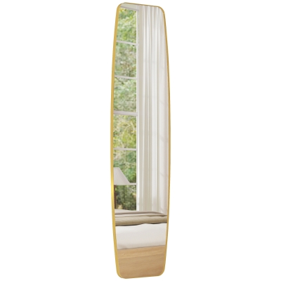 HOMCOM Miroir Ovale 160x40cm Moderne Métal Bois Doré