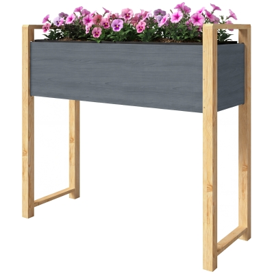 Outsunny Carré Potager Surélevé avec Drainage 98x37x90 cm Gris