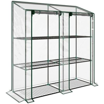 Outsunny 46 x 143cm Mini Lean-To Greenhouse, with Three Inner Shelves