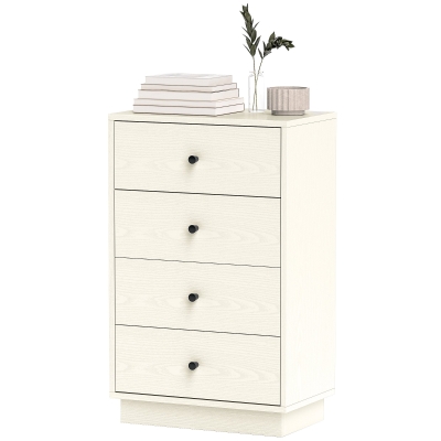 HOMCOM Commode Moderne 4 Tiroirs Rangement Blanc 47x29x75cm