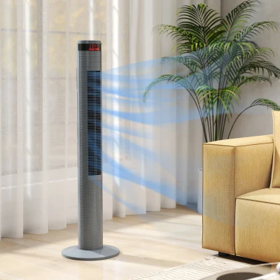 HOMCOM Oscillating Tower Fan 3 Speeds with Remote, Grey