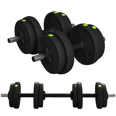 SPORTNOW Haltères Ajustables 15kg 2en1 avec Barres Noir