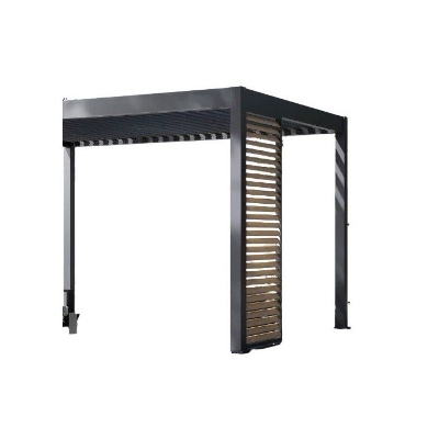 Panneau brise-vue - OMBREA - Ventelles horizontales - 1 m - Aluminium - Anthracite et ventelles finition bois