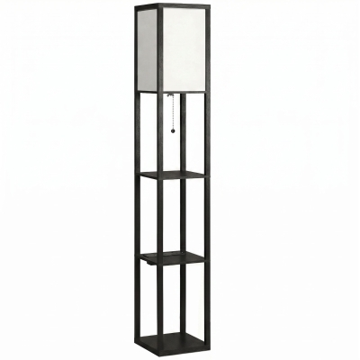HOMCOM Floor Lamp with Shelves 3-Layer Modern Black