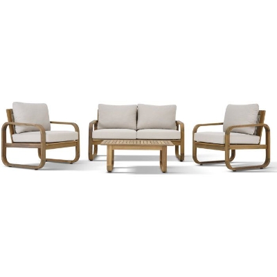 Salon de jardin - Bois d'acacia - 4 personnes - BOHEMIA - Creme