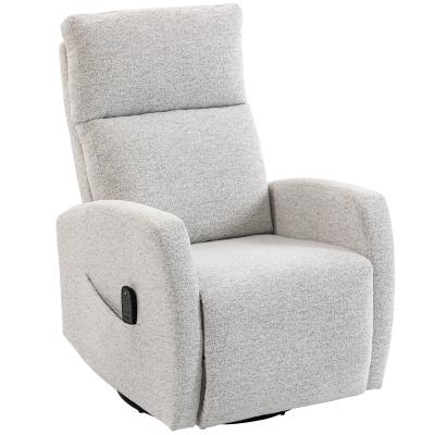 HOMCOM Sillón reclinable de masaje con calefacción, sillón de relajación en chenilla, respaldo ajustable, giro 360°, crema