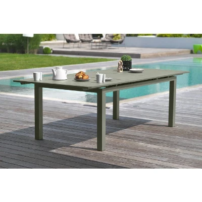Table de jardin - Kaki - Aluminium - 180/240 x 100 cm - Miami