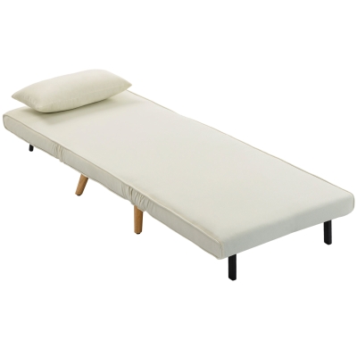 HOMCOM Fauteuil Convertible 3 en 1 Tissu Crème 1 Place 5 Positions