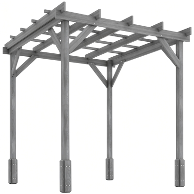Outsunny Wooden Pergola Kit Garden Gazebo 2x2m Grey