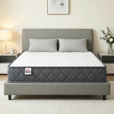 HOMCOM Saltea 200x160cm, saltea 2 persoane, spumă cu memorie, grosime 20cm, certificată OEKO-TEX, fermitate medie