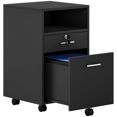 Vinsetto Lockable Filing Cabinet with Wheels - Black