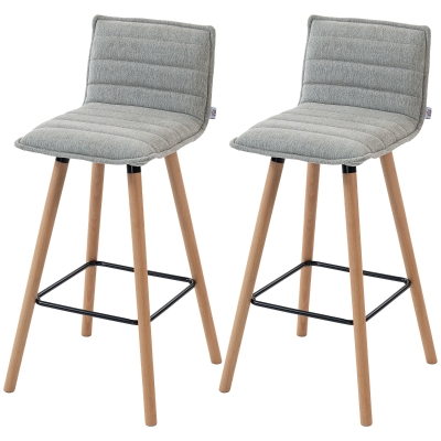 HOMCOM Lot 2 Tabourets de Bar Rembourrés avec Dossier Gris