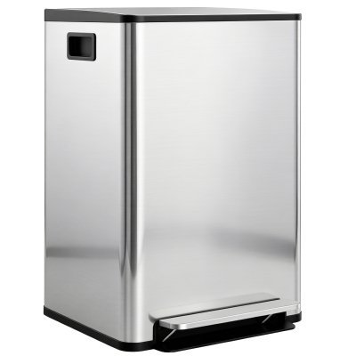 HOMCOM Poubelle Cuisine 2x30L Acier Inox Fermeture Douce