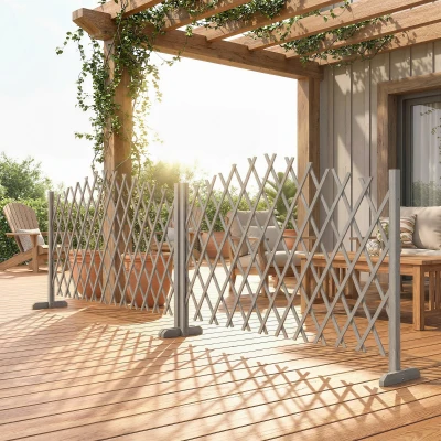 Outsunny Wooden Expanding Fence Panels Dark Grey 180x30x103cm