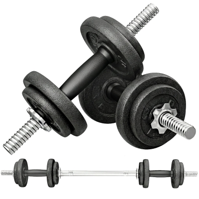 SPORTNOW Ensemble Haltères 2-en-1 20kg Réglable Musculation Noir