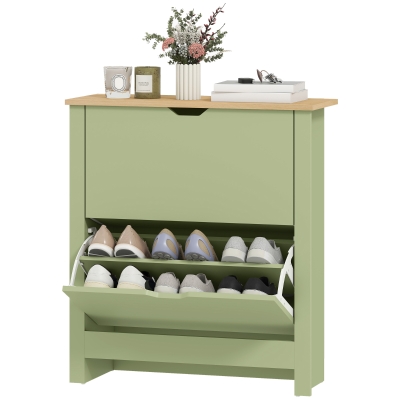 HOMCOM Armoire à Chaussures 12 Paires Vert avec Tiroirs Rabattables