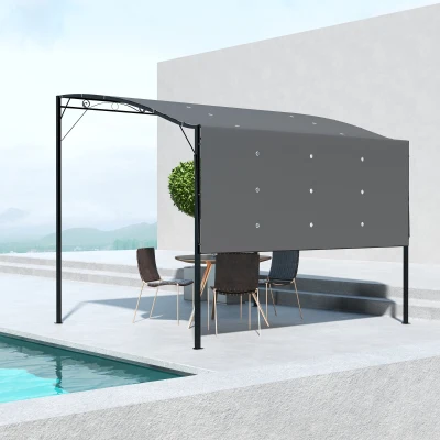 Outsunny Patio Metal Gazebo Awning Wall Mount 3x2.5m Grey