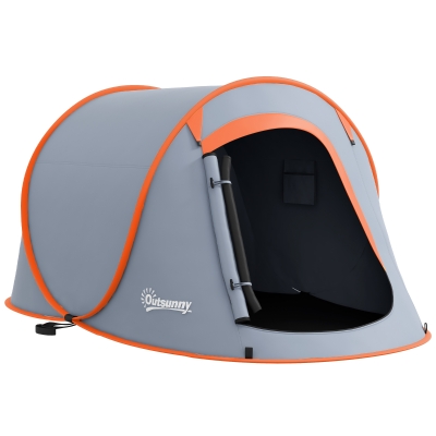 Outsunny Tenda de Campismo para 1-2 Pessoas Impermeável de 2000 mm com Bolsa de Transporte para Pesca 245x148x105 cm Cinzento