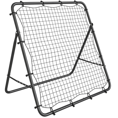 SPORTNOW Red de Rebote Plegable Reboteador de Fútbol Ángulo Ajustable de 5 Niveles con Tubo de Acero 120x73x112 cm Negro